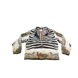 Sugar Street Weavers Women's Jacket Blazer Africa Animals Zebra Elephant Rhino